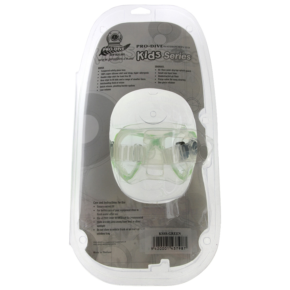 Pro-Dive Silicone Kids Dive Mask and Snorkel Set Green