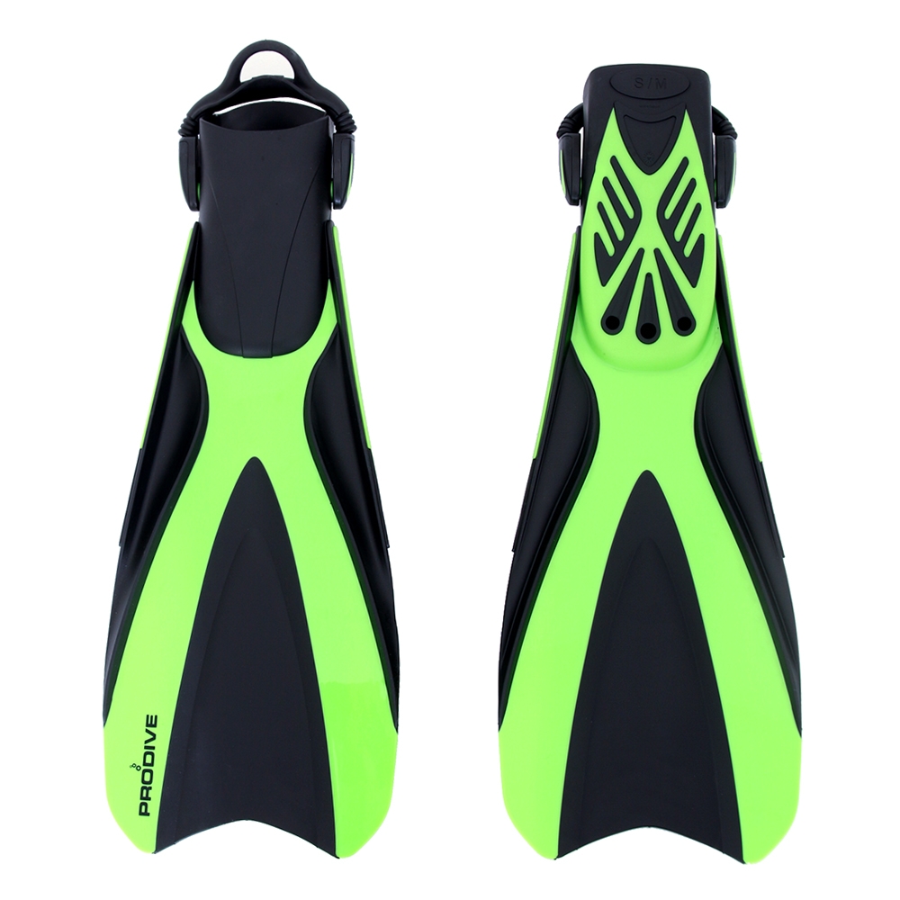 Pro-Dive Premium Open Heel Dive Fins Green M-L / US9-12