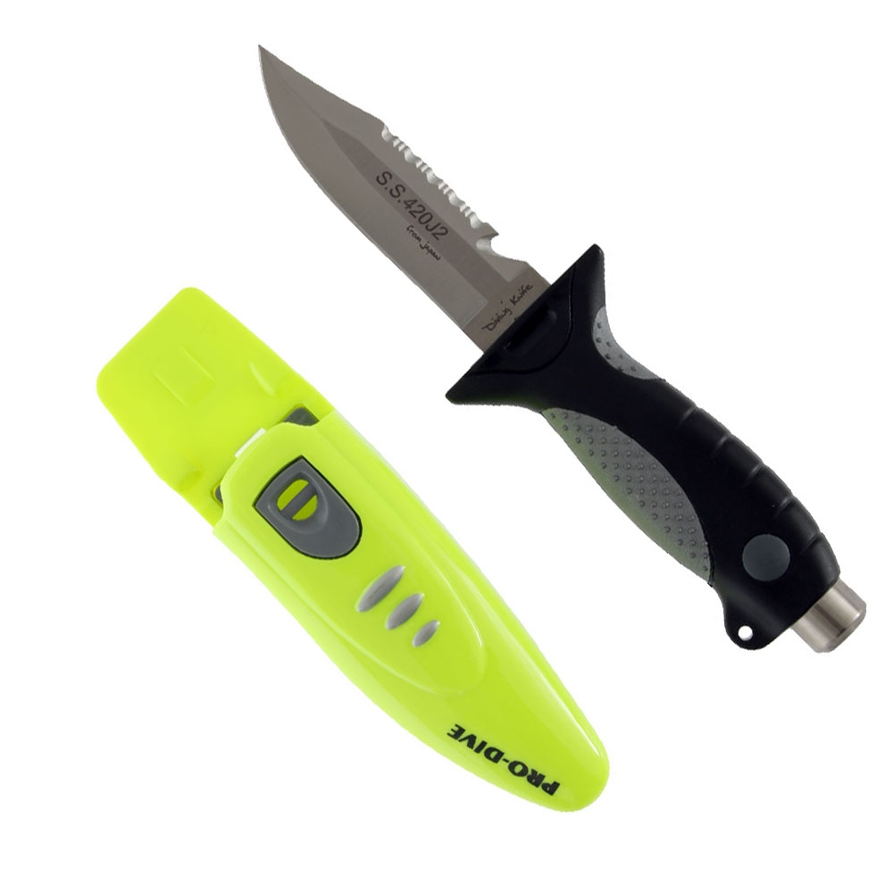 Pro-Dive Drop Point Dive Knife Yellow 11cm