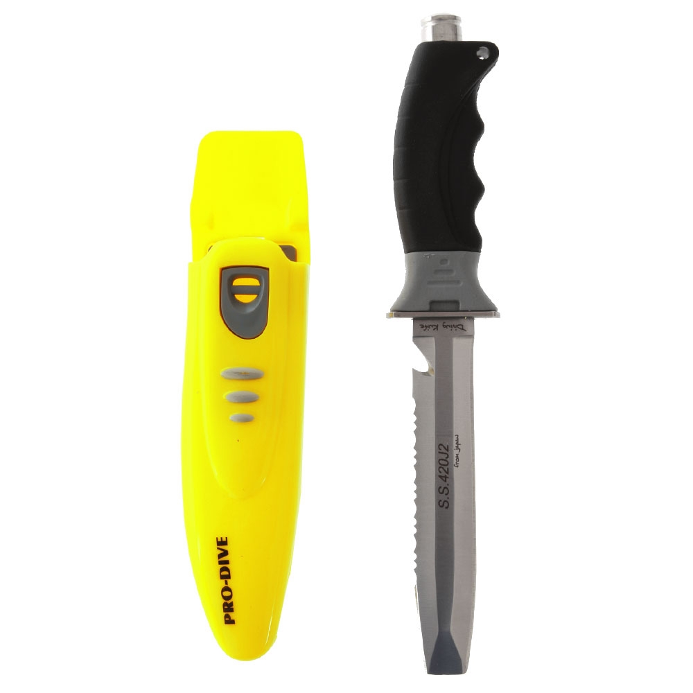 Pro-Dive Buddy Chisel Tip Paua Knife Yellow 13.6cm