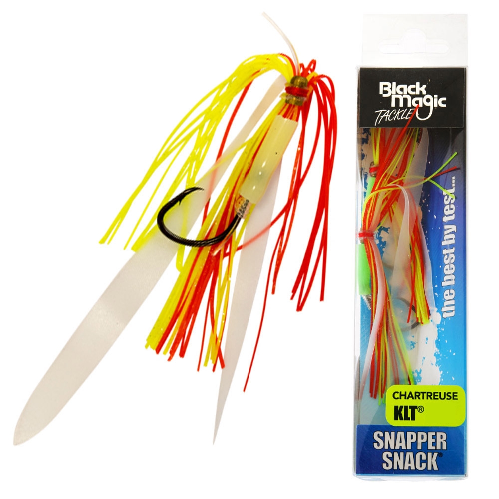 Black Magic Snapper Snack Skirted Flasher Rig 5/0 Chartreuse