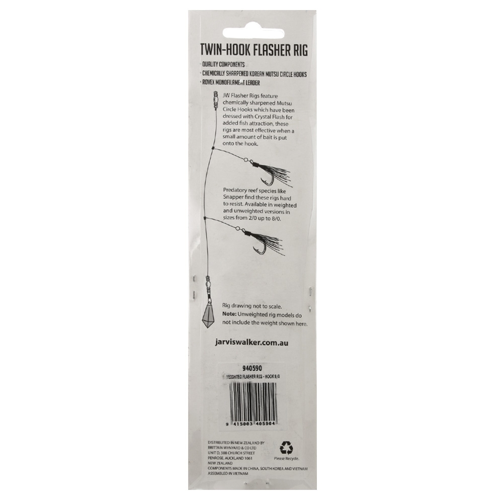 Jarvis Walker Twin Hook Flasher Rig with Sinker Green/Chartreuse 8/0