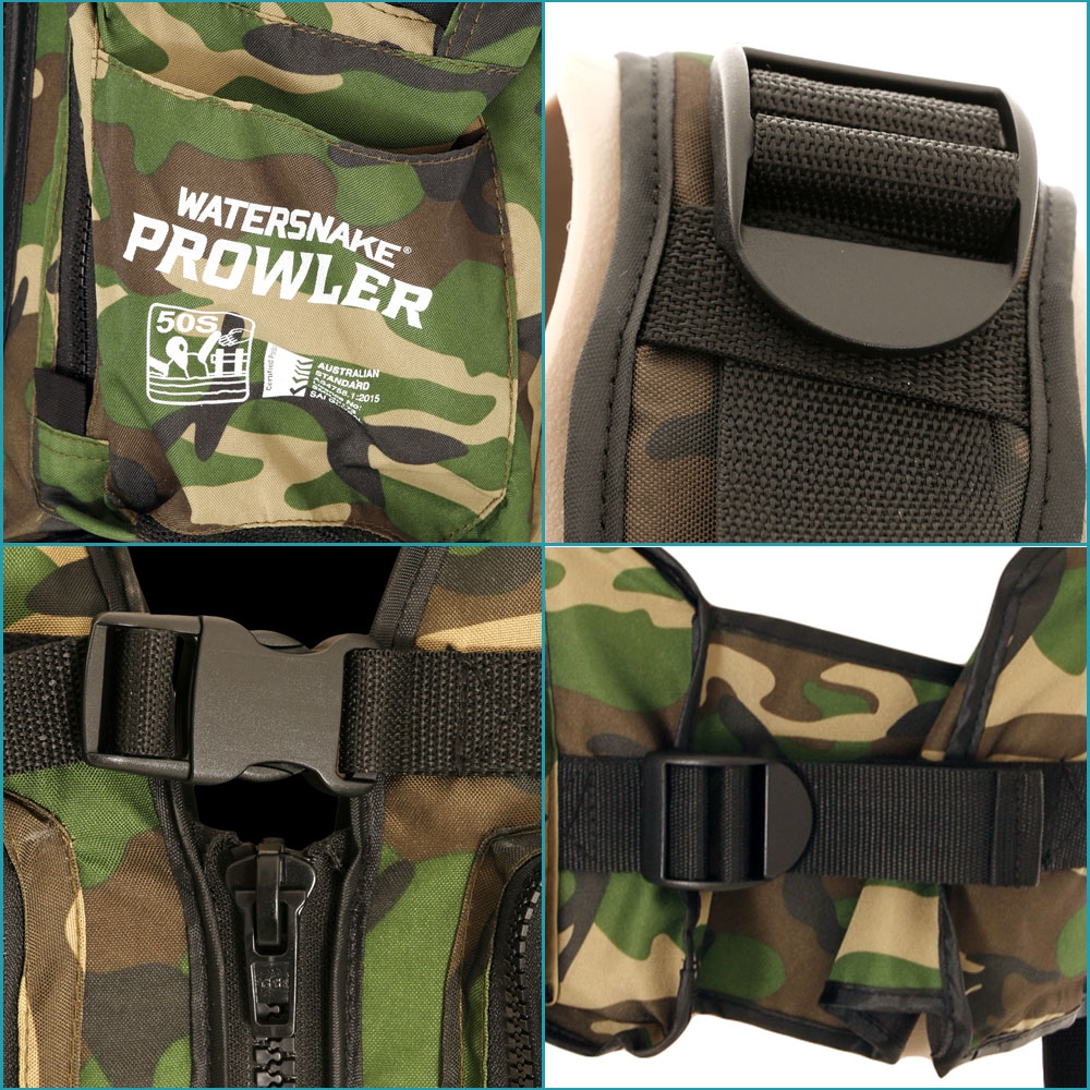 Watersnake Prowler Level 50 Kayak PFD Life Vest Camo S