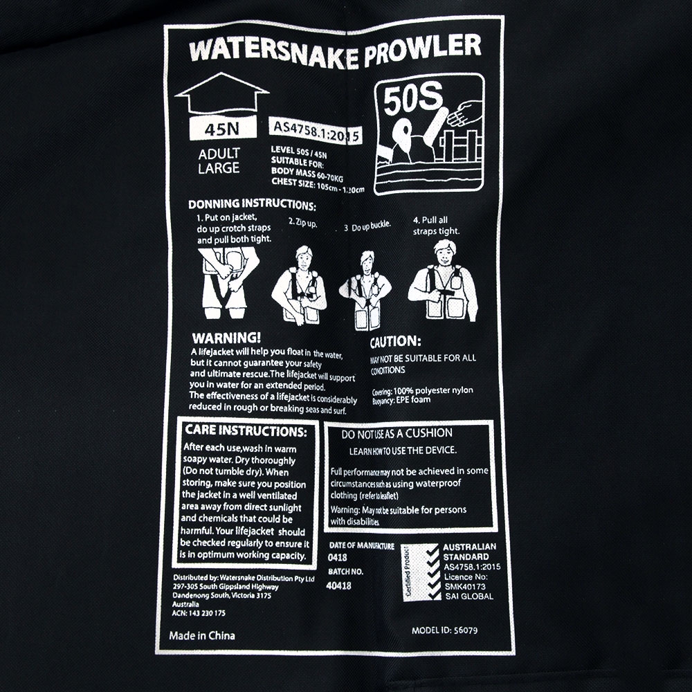 Watersnake Prowler Level 50 Kayak PFD Life Vest Camo