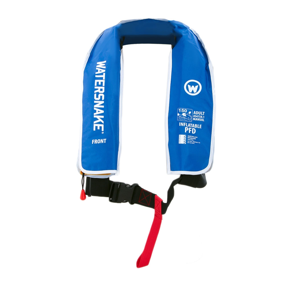 Watersnake Level 150 Manual Inflatable PFD Life Jacket Adult Blue