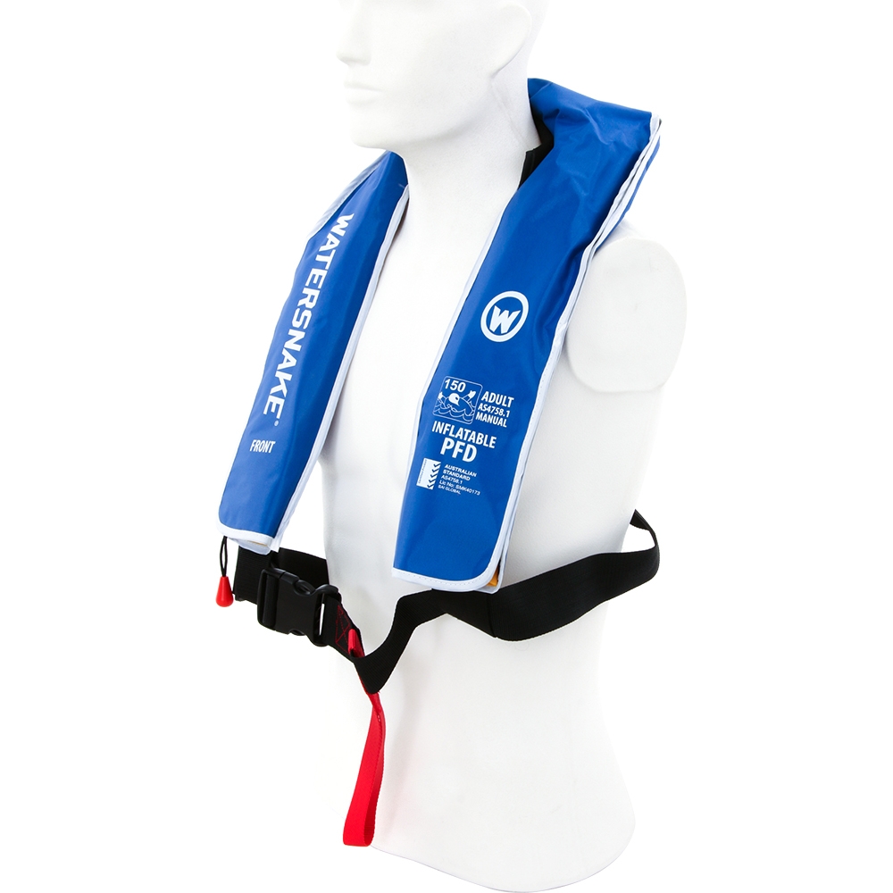 Watersnake Level 150 Manual Inflatable PFD Life Jacket Adult Blue