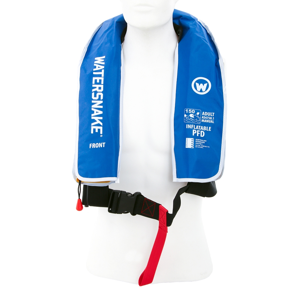 Watersnake Level 150 Manual Inflatable PFD Life Jacket Adult Blue