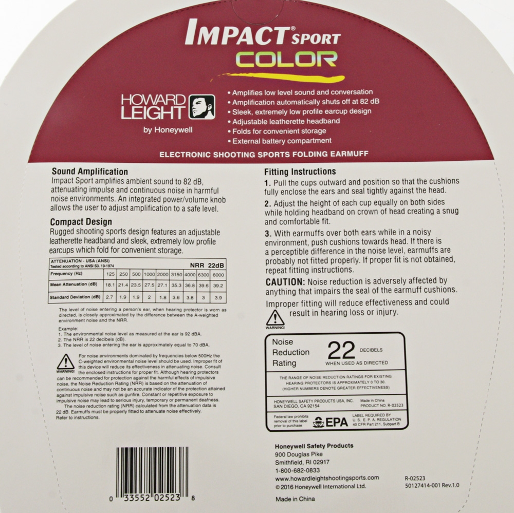 Howard Leight Impact Sport Protective Earmuffs 22dB Pink