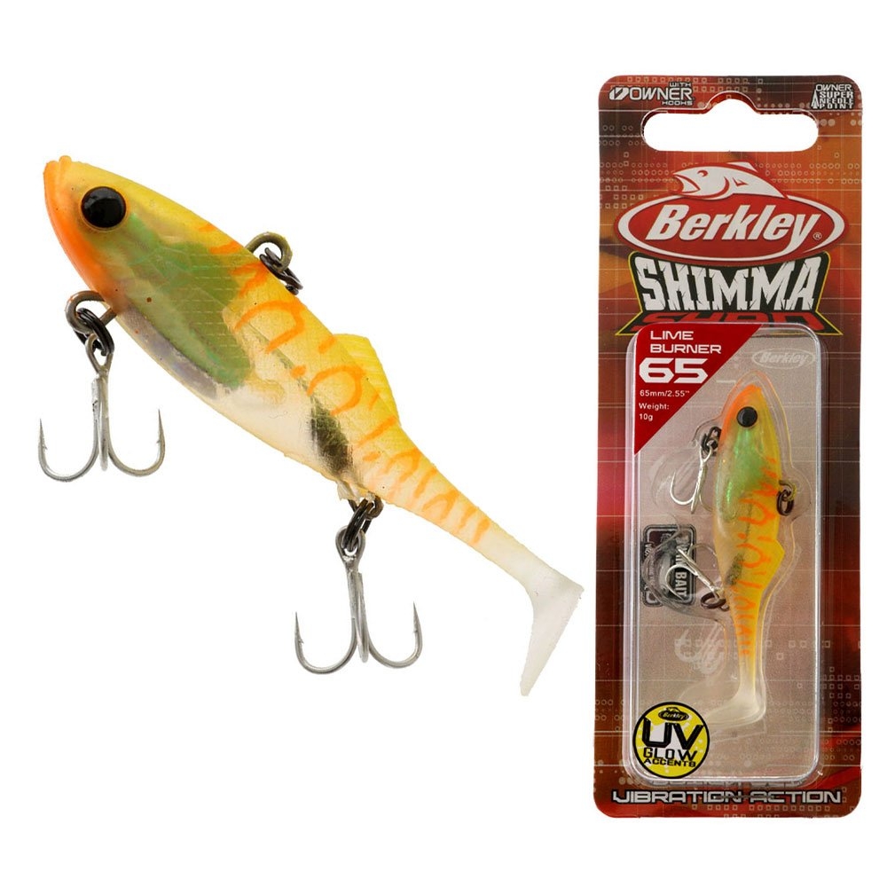 Berkley Shimma Shad Vibe Soft Bait Lure 65mm 10g Lime Burner