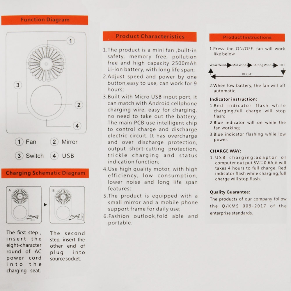 Handheld Mini USB Fan Phone Holder 3W