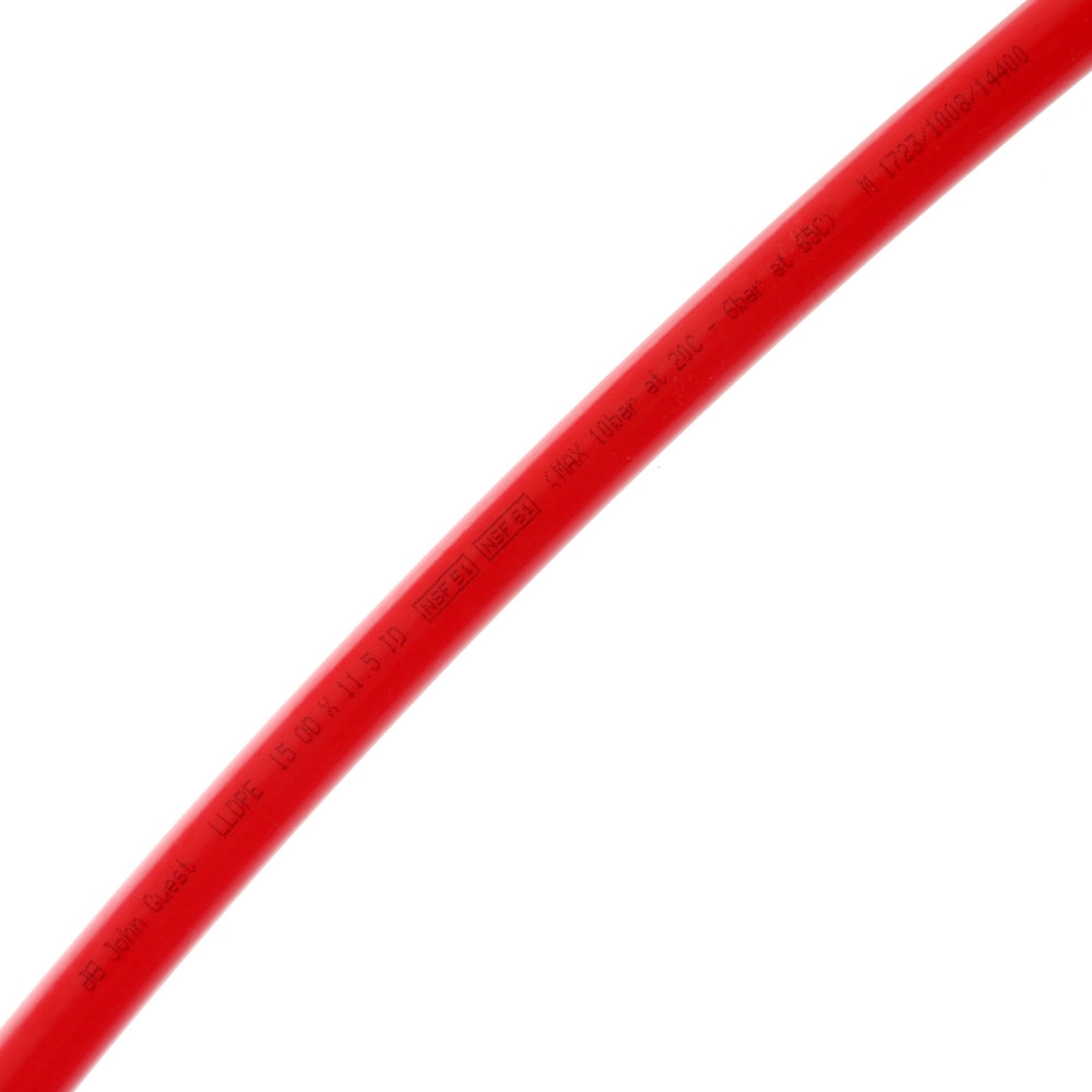 John Guest Hot Water Pipe Red 15mm - Per Metre