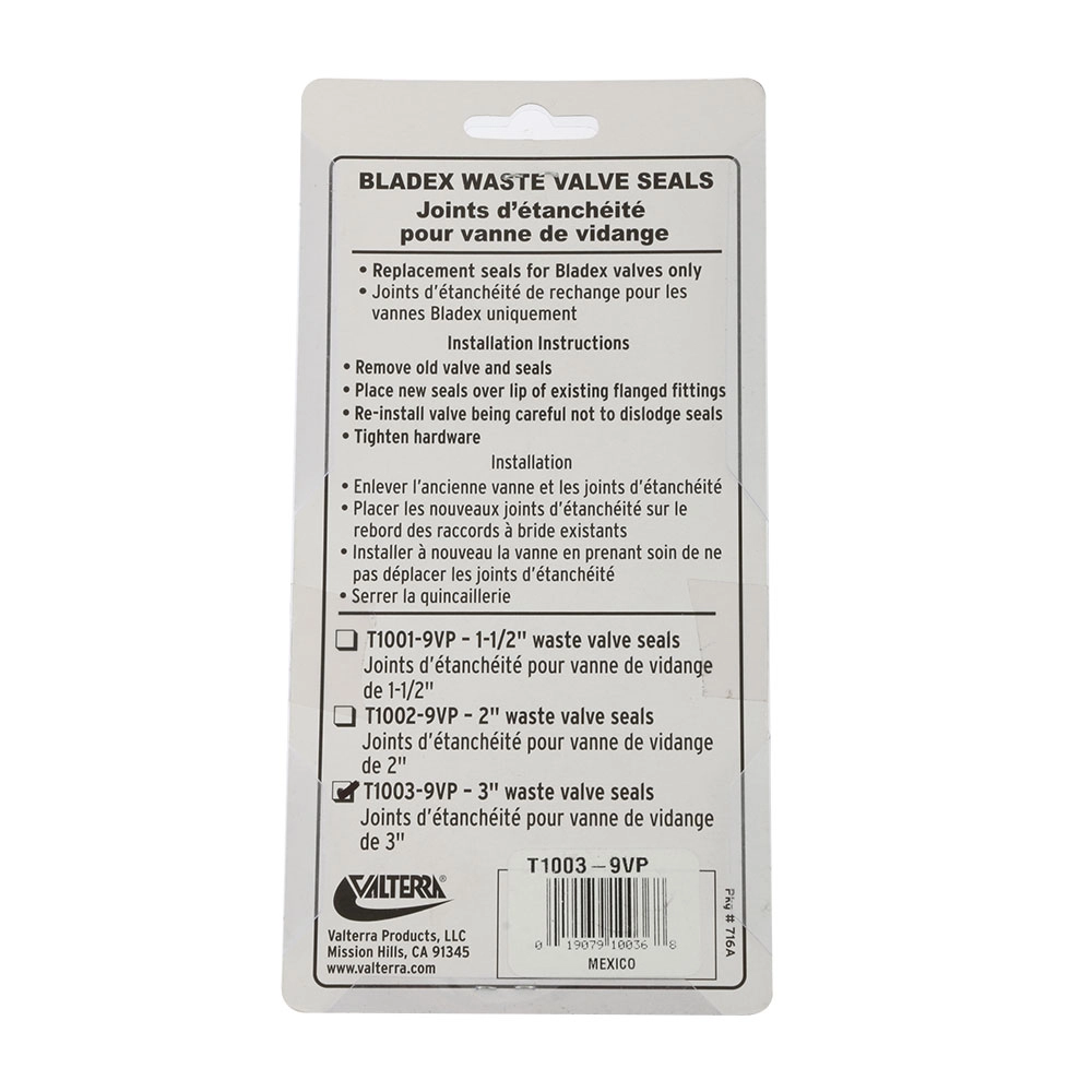 Valterra 3in (75mm) Bladex Waste Valve Seal Replacement Kit Valterra 3in (75mm) Bladex Waste Valve Seal Replacement Kit