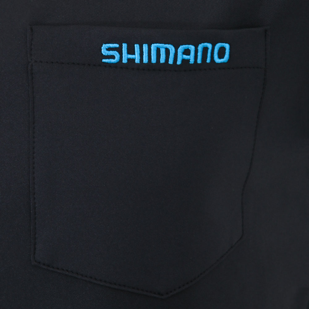 Shimano Sports Mens Polo Shirt with Pocket Black L