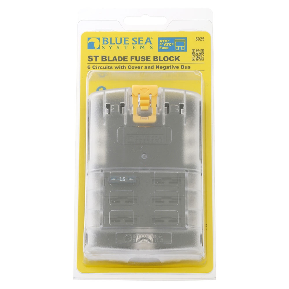 Blue Sea ST Blade Fuse Block - 6 Circuits with Negative Bus and Cover