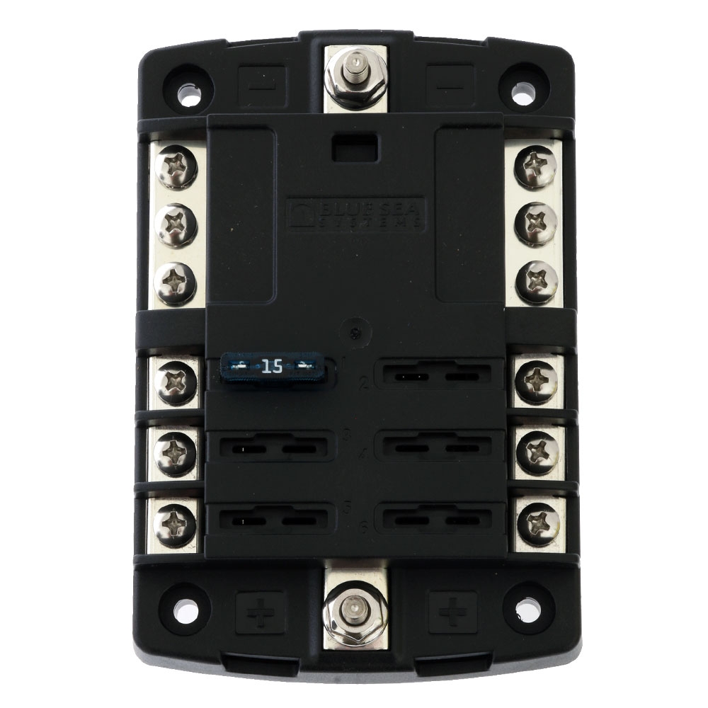 Blue Sea ST Blade Fuse Block - 6 Circuits with Negative Bus and Cover