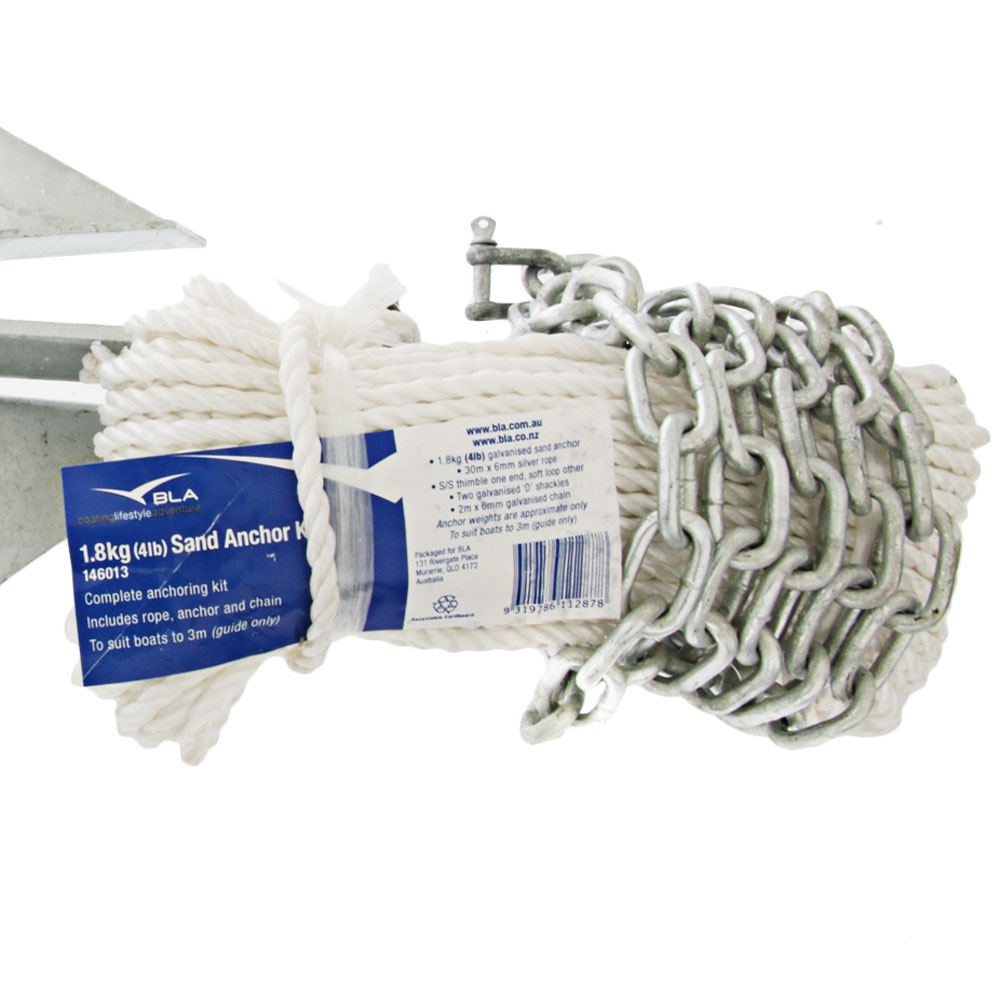 BLA Anchor Kit Sand 4lb 30X6 Rope 2X6 Chain