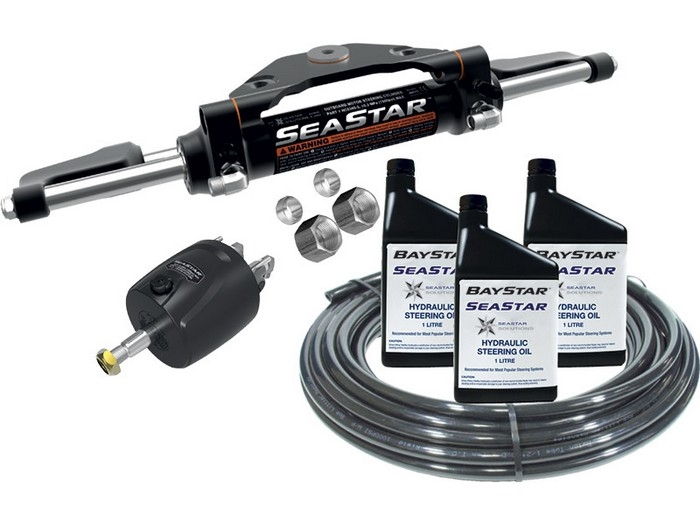 SeaStar Front Mount Hydraulic Outboard Steering Kit - Semi Rigid Hose Single Engine Suits 130-265HP