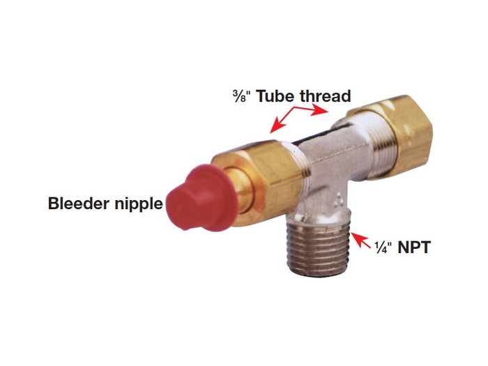 SeaStar Brass Horizontal Bleeder Tee - 1/4in Npt To 3/8in Tube