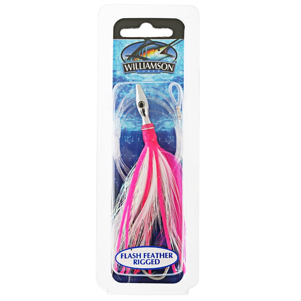 Williamson Flash Feather Rigged Tuna Lure 5in Pink White