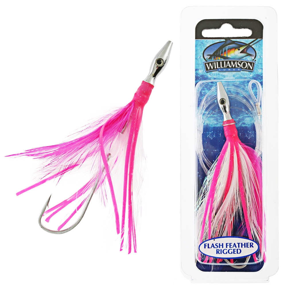 Williamson Flash Feather Rigged Tuna Lure 5in Pink White