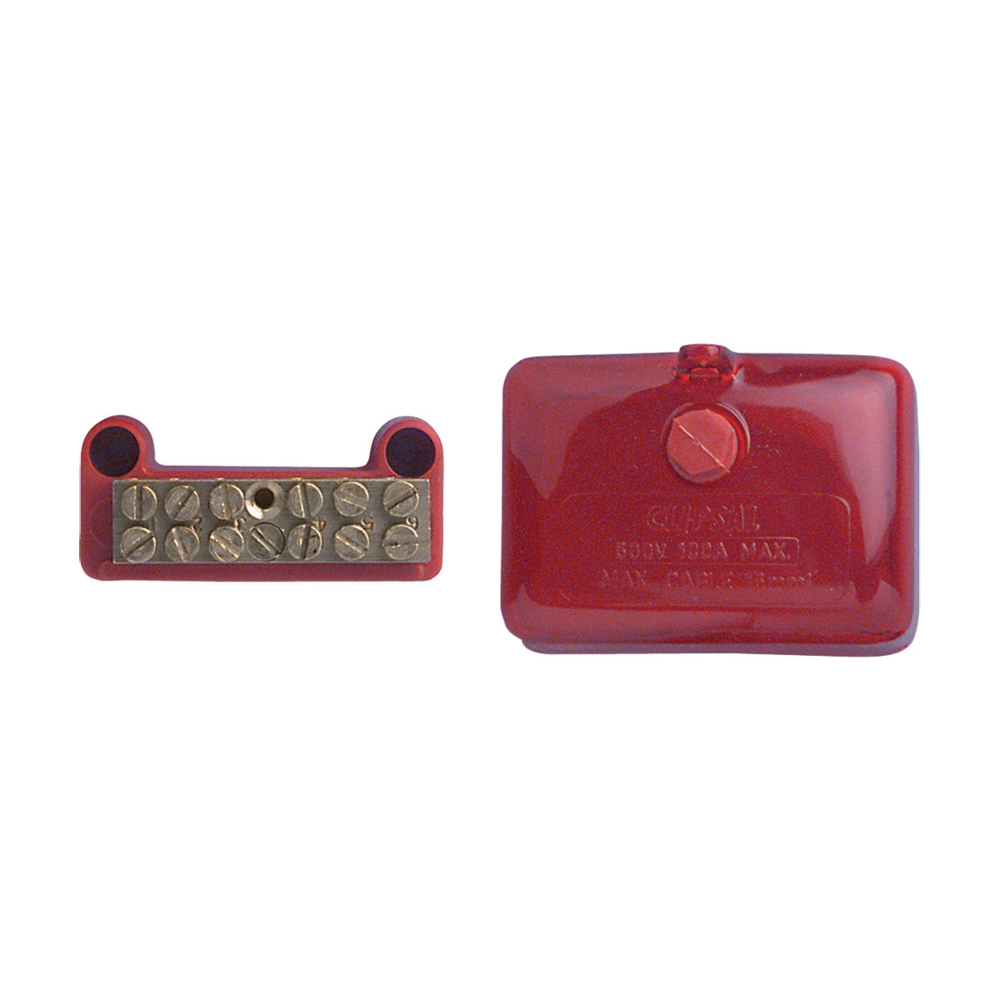 BLA Covered 12 Way Terminal Block Red