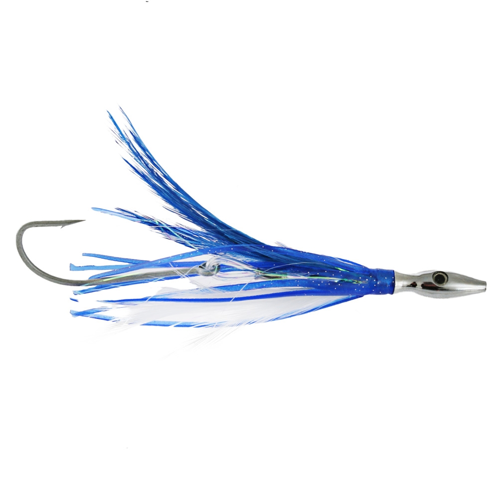 Williamson Flash Feather Rigged Tuna Lure 4in Blue White