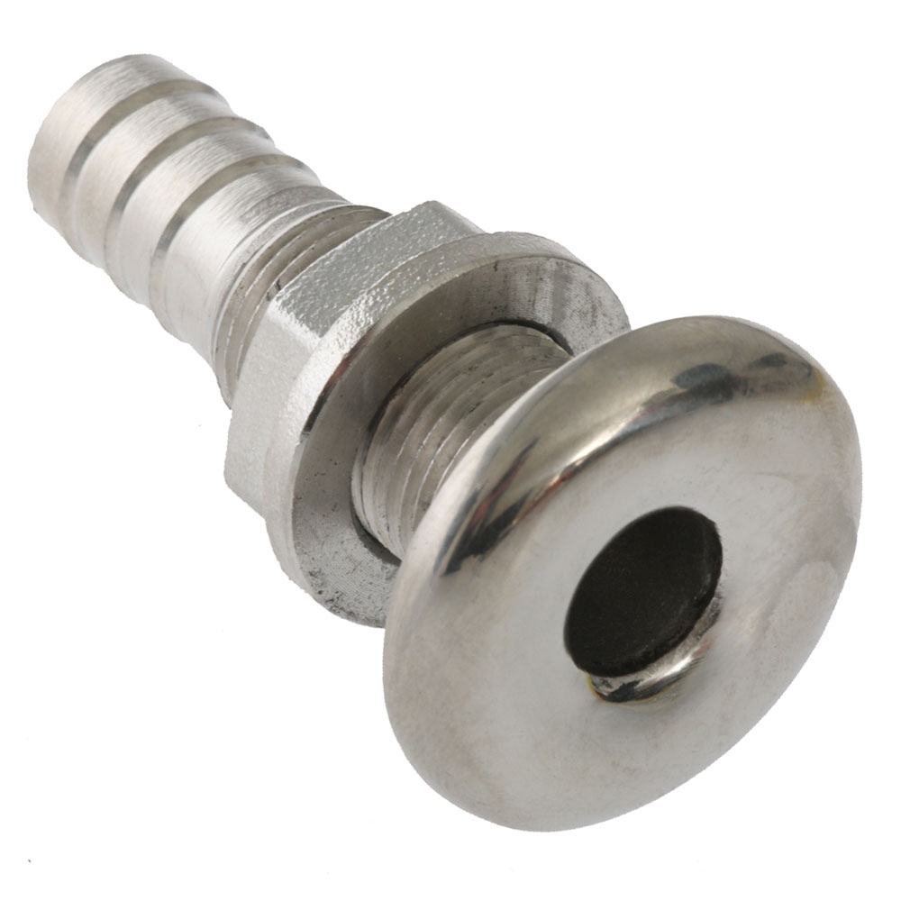 V-Quipment Stainless Thru Hull Skin Fitting - Rounded Flange G3/8in for 14mm Dia Hose