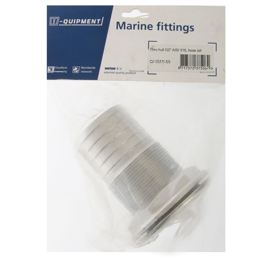 V-Quipment Stainless Thru Hull Skin Fitting - Rounded Flange
