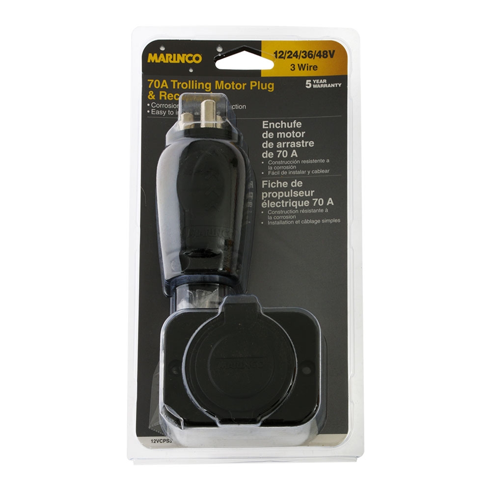 Marinco 70A 3-Wire Trolling Motor Plug and Receptacle Combo