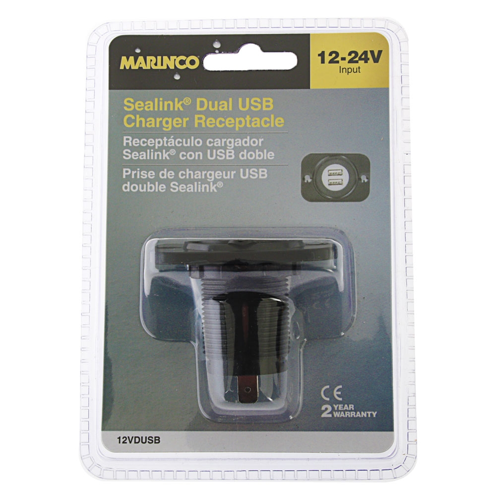 Marinco Dual USB Charger Receptacle 12-24V