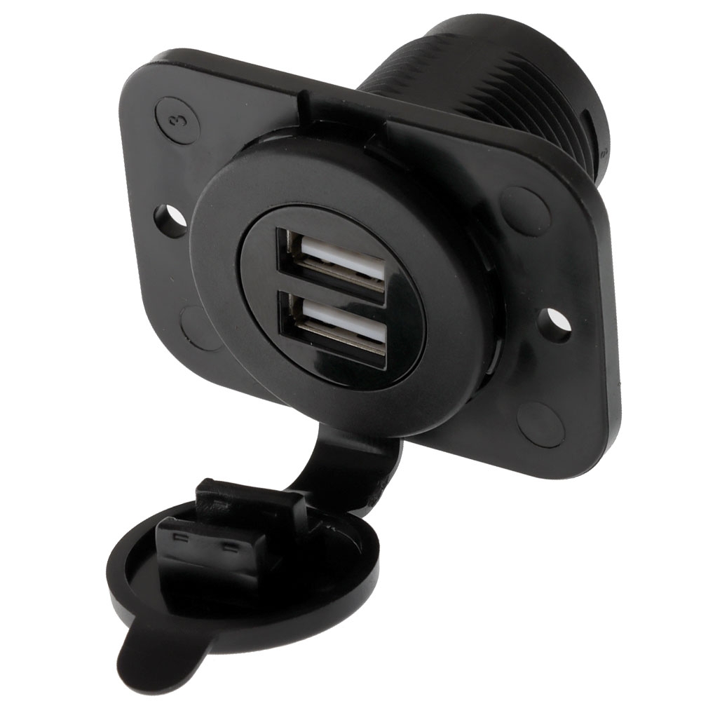 Marinco Dual USB Charger Receptacle 12-24V No LED OEM