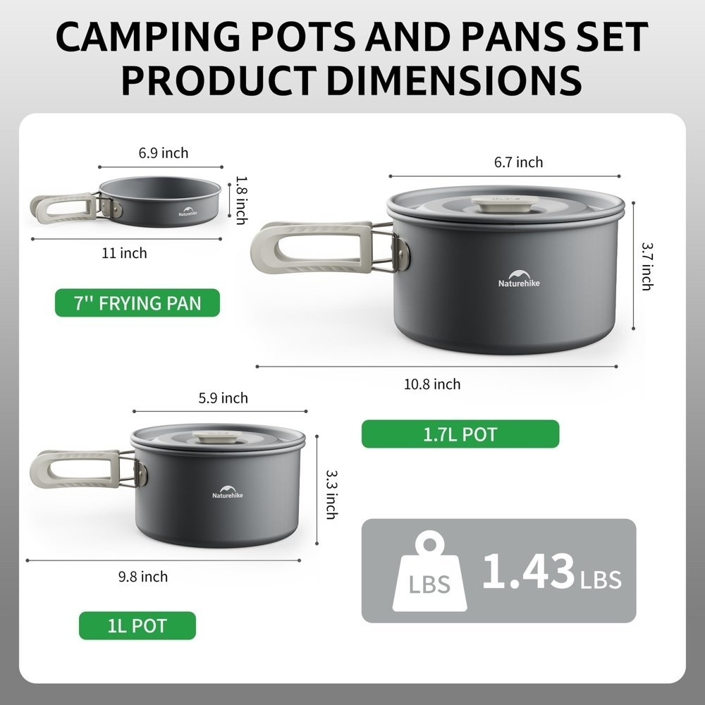 Naturehike Wild Trekking Aluminium Alloy 2-4 Person Pot Set A