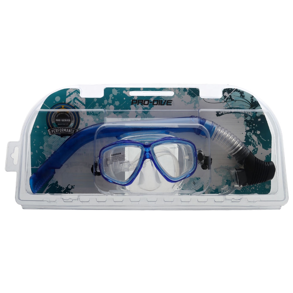 Pro-Dive Adult Dive Mask and Snorkel Set Blue