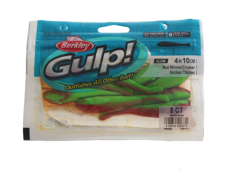 Berkley Gulp Mud Minnow Soft Bait 10cm Qty 8 Nuclear Chicken