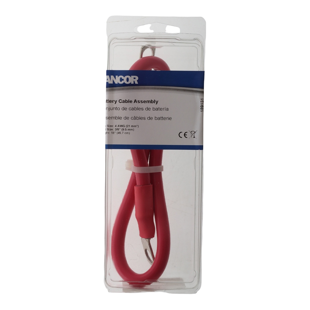 Ancor Battery Cable Assembly 4 AWG Wire 9.5mm Stud Red 18in