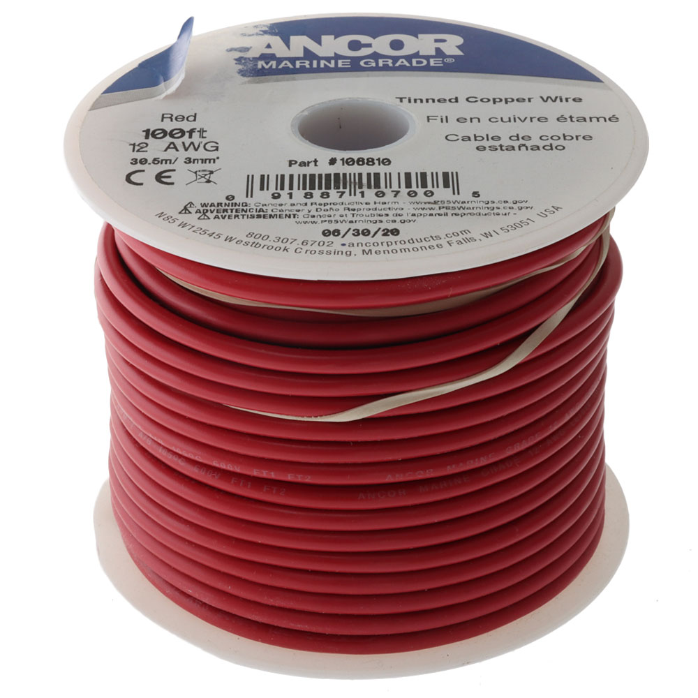 Ancor Tinned Copper Wire 12 AWG 3sq mm Red - 100ft