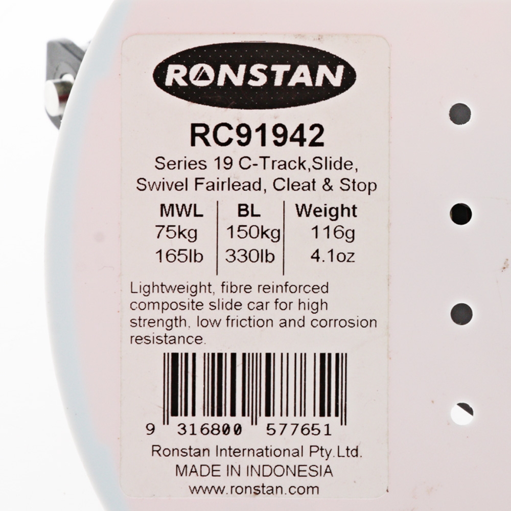 Ronstan S19 RC91942 C-Track Composite Slide Camcleat and Fairlead with Plunger