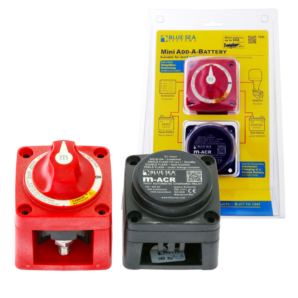 Blue Sea Mini Add-A-Battery Switch and Charging Relay Kit 65A