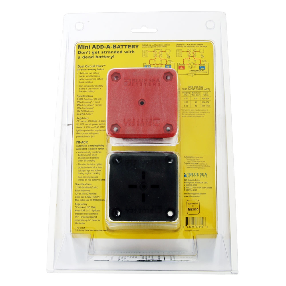 Blue Sea Mini Add-A-Battery Switch and Charging Relay Kit 65A