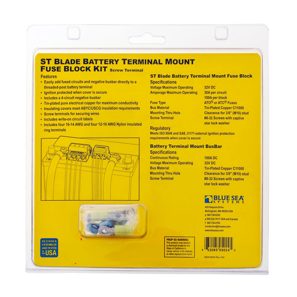 Blue Sea ST Blade Battery Terminal Mount Fuse Block Kit