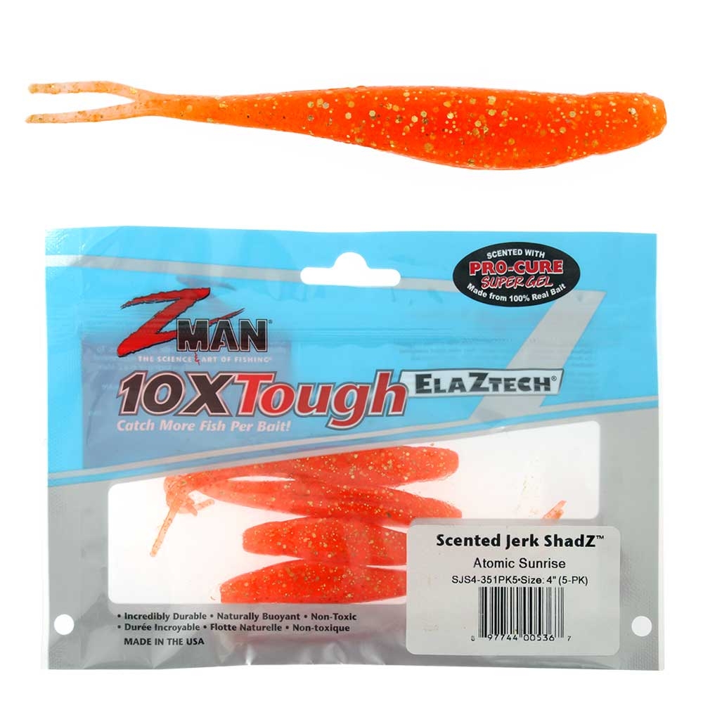 Z-Man Jerk ShadZ Scented Soft Bait 10cm Atomic Sunrise Qty 5
