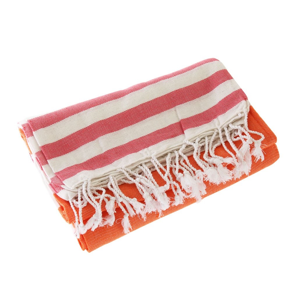 Black Shag Turkish Hand-loomed Flat-Weave Cotton Beach Towel