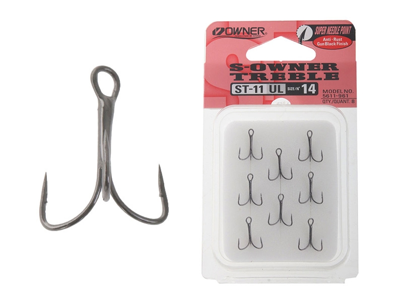 Owner ST-11 Stinger Treble Hooks Size 14 Qty 8