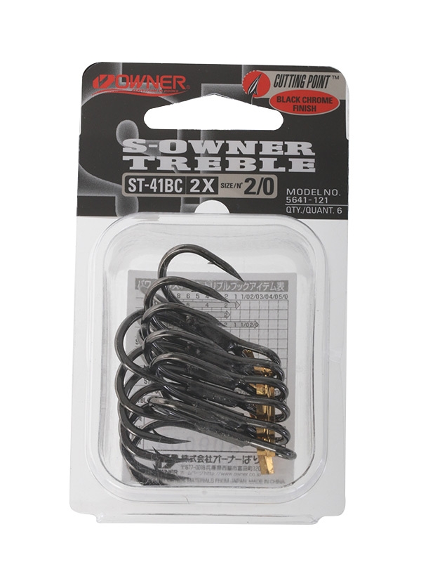 Owner ST-41 Stinger Treble Hook 2/0 Qty 6