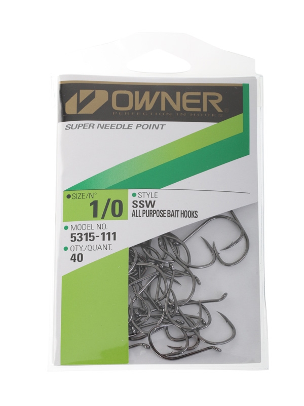Owner SSW Needle Point Octopus Bait Hooks Pro Pack 1/0 Qty 40