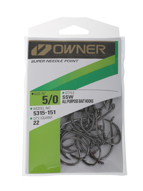 Owner SSW Needle Point Octopus Bait Hooks Pro Pack 5/0 Qty 22