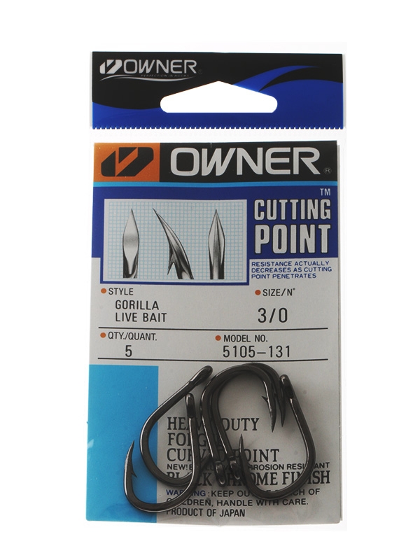 Owner Gorilla Livebait Hooks 3/0 Qty 5