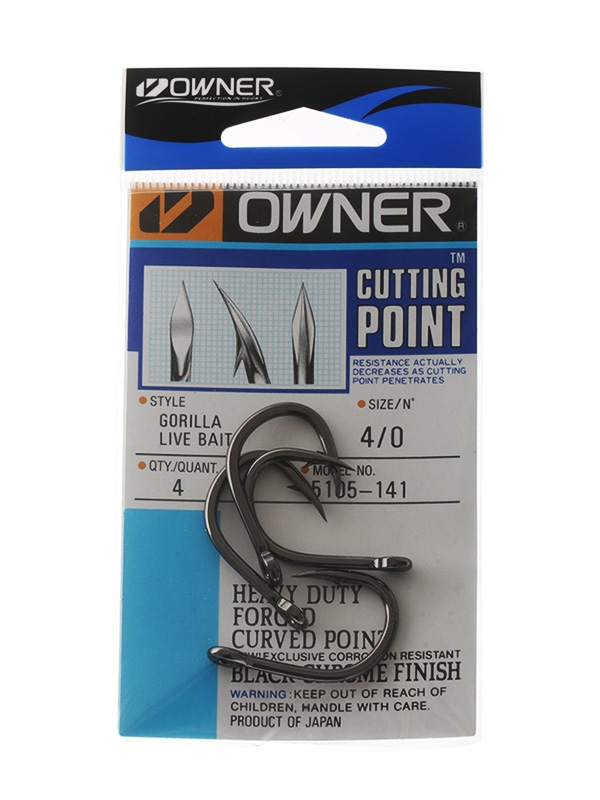 Owner Gorilla Livebait Hooks 4/0 Qty 4