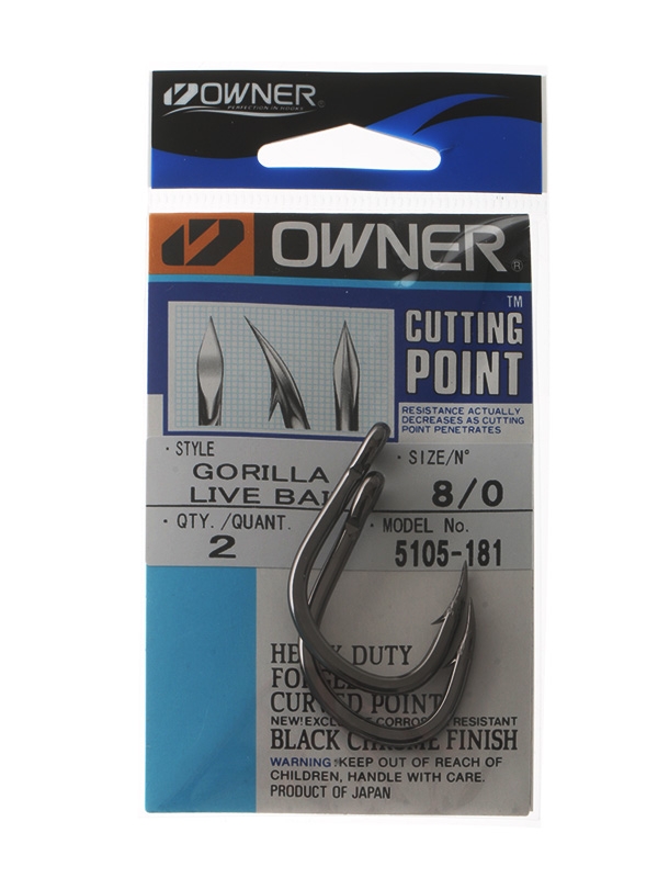 Owner Gorilla Livebait Hooks 8/0 Qty 2