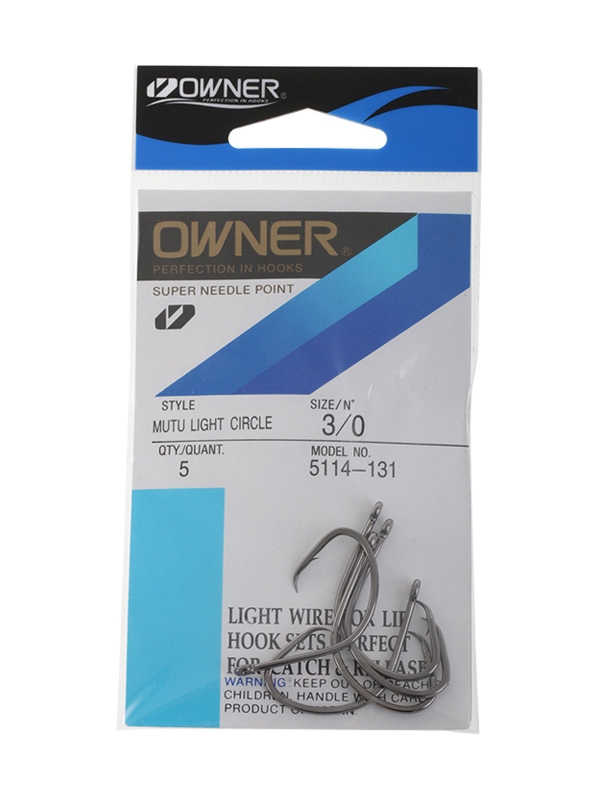 Owner Mutu Light Circle Hooks 3/0 Qty 5